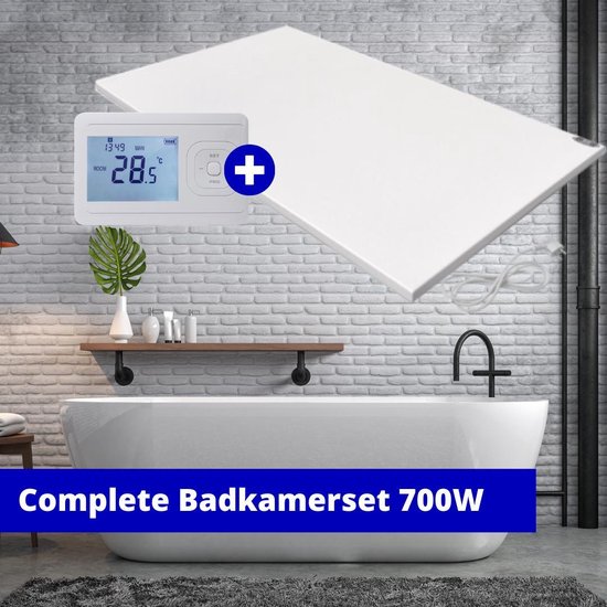 Ga trouwen Raad Maar Complete Badkamerset - 700W infrarood paneel met WIFI thermostaat | bol.com