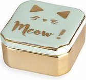 ringhouder Meow! 13 x 18 cm porselein groen/goud