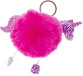 sleutelhanger fluffy unicorn roze 8 cm