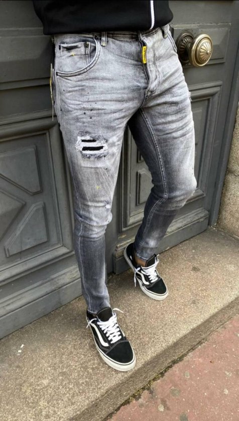Landelijk bewaker krab Heren jeans grijs met scheuren | skinny fit & stretch | 500 | maat 30 |  Cadeau voor... | bol.com