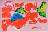 3D-puzzel dino 10,5 x 7,5 cm karton roze/rood