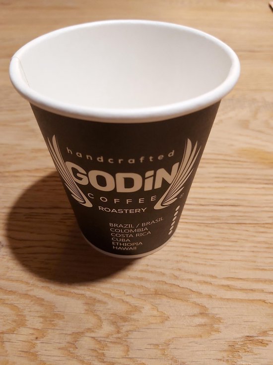Tasse à café / gobelet en carton noir simple paroi (300g/m² + 18PE)  GODINCOFFEE 225ml... | bol