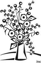 Bloemen n°19 - unieke zwart-wit pentekening met lijst (Iban Van der Zeyp)