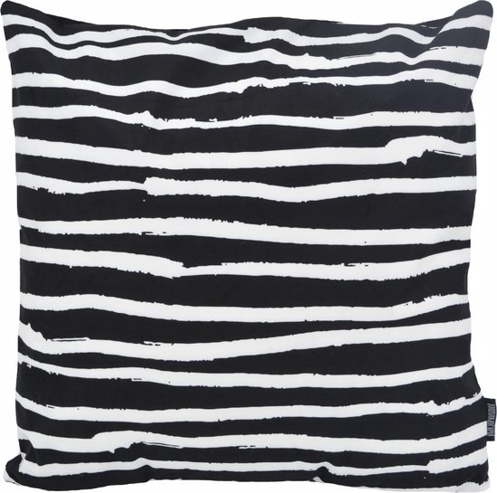 Paint Stripes Kussenhoes | Katoen/Polyester | 45 x 45 cm | Zwart/Wit