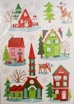 sticker huisjes kerst 42 x 25 cm folie