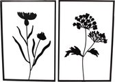 wanddecoratie Flowers 30,5 x 45 cm staal zwart