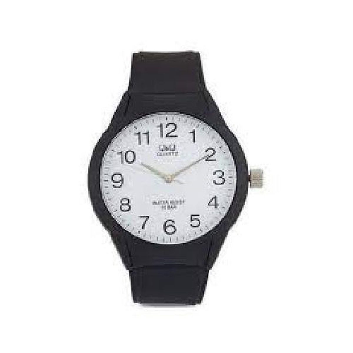 QQ VR28J002Y - Horloge - Sport - Analoog - Unisex - Plastic band - Rond - Cijfers - Kunststof - Zwart - Wit