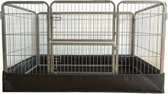 Topmast Puppyren Playpen Hondenbench Uitloopren Excellent + Dakpaneel 125 x 80 x 90 cm Hoog + Bodembescherming