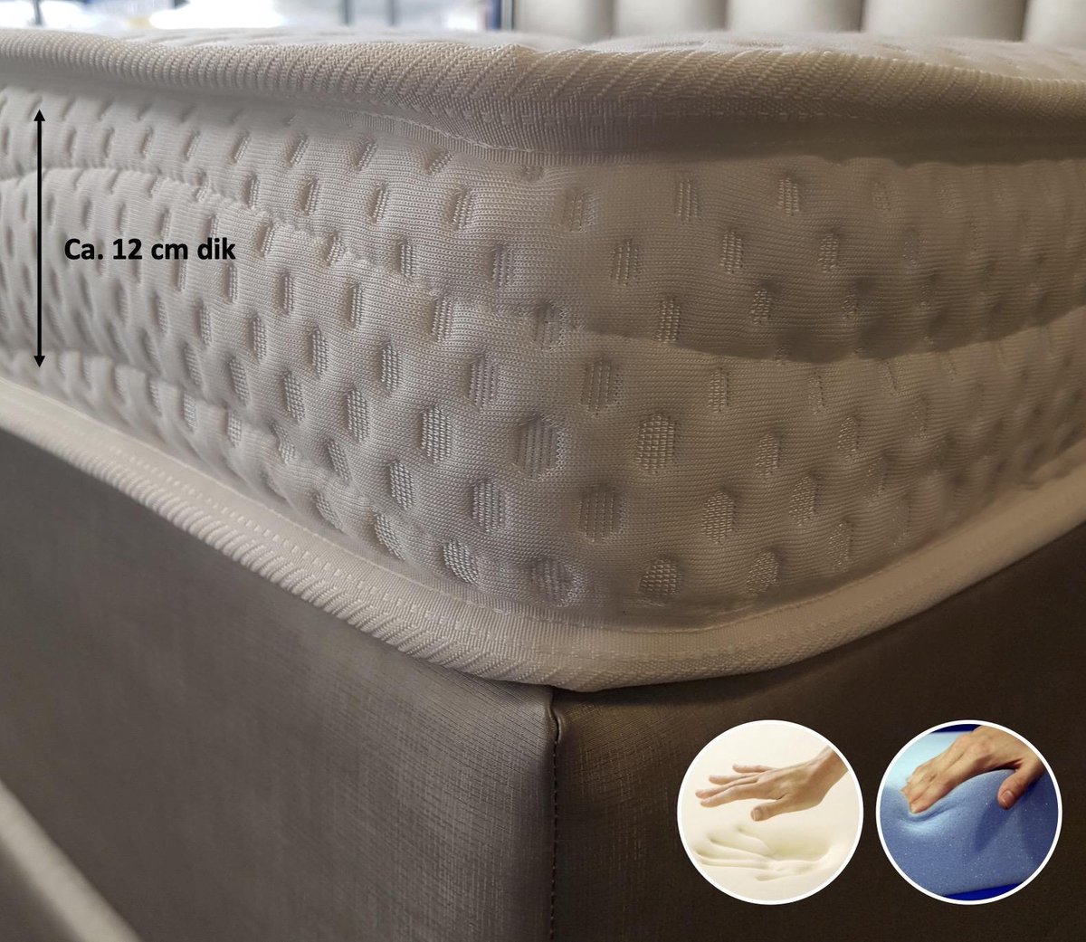 dreambedden Tencel Topper 120x190 2- zijdig XXL HR55 Koudschuim Nasa Traagschuim wit