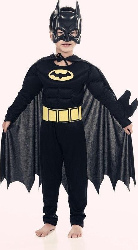 WiseGoods Premium Batman Costume - Costume Enfant - Déguisement - Carnaval - Déguisements - Halloween - Avec Masque - 116/122
