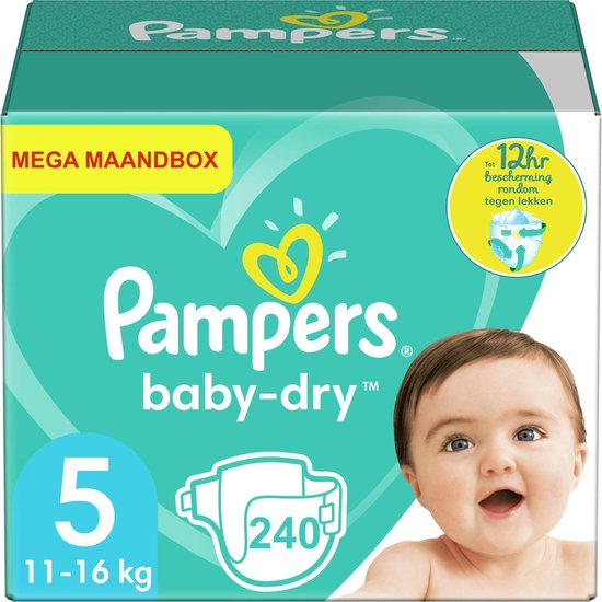 Pampers Baby Dry Luiers - Maat 5 - Mega Maandbox - 240 luiers | bol.com