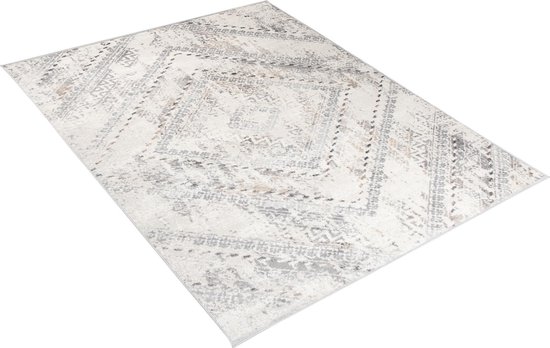 Tapiso Valley Tapis Salon Chambre Grijs Clair Mosaïque Design Abstraite Vintage Atmosphère Atmosphérique Durable Haute Qualité Tapis Taille - 200x300