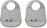 Tilda Silicone Bib 2-Pack Dino Dove Blue Mix | Liewood (kopie)