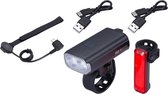 BBB Cycling StrikeDuo 1600 Combo Fietsverlichting - Koplamp en Achterlicht - Met Afstandsbediening - Oplaadbaar - Zwart - BLS-175