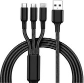 3 In 1 USB Type C  / Micro Usb / iOS Kabel Voor Android - 1 m - Zwart