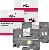 Compatible met Brother P-touch letter label tape cassette TZE-135 12mm Wit op Transaparant - 2 stuks - van Go4inkt