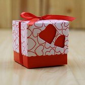 5 Coffrets cadeaux - Rouge - 5x5x5.3cm - Baby shower - avec noeud / ruban - Coffret cadeau / Merci