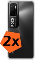 Hoesje Geschikt voor Poco M3 Pro Hoesje Siliconen Cover Case - Hoes Geschikt voor Xiaomi Poco M3 Pro Hoes Back Case - 2-PACK - Transparant