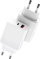 2x 18W Dubbele USB-C en USB-A Qualcomm 3.0 Quick Charge Thuislader - Adapter - Snel Lader– Fast Charge Zwart