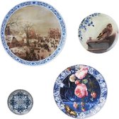 Heinen Delfts Blauw | Gouden eeuw wandborden mix 4 | set van 4 st.