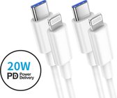 2x 20W Power Delivery Kabel USB C - Geschikt voor iPhone - Snellader - Oplader - 1 Meter