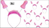 8x Diadeem Penis met bont roze |Vrijgezel |avond |thema| feest| fun| thema party| uitdeel vrijgezellenavond