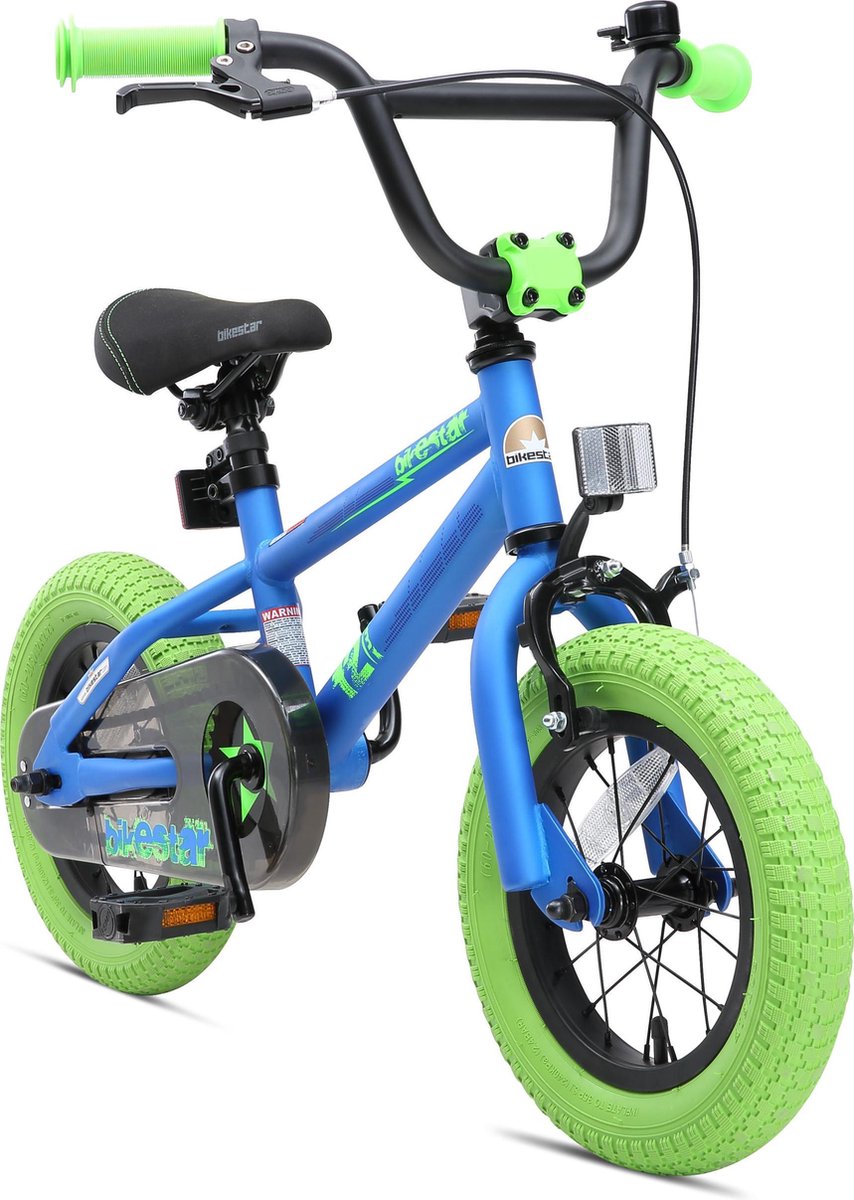 Bikestar 12 inch BMX kinderfiets blauw groen