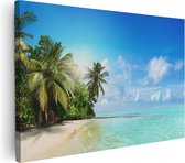 Artaza Canvas Schilderij Tropisch Strand Bij De Licht Blauwe Zee - 120x80 - Groot - Foto Op Canvas - Wanddecoratie Woonkamer