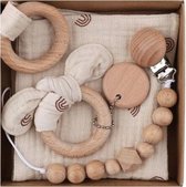 Mila Norah - Giftset - Babycadeau - Kraamcadeau - Kraampakket - Geschenkset - Speenkoord - Hydrofiele doek - Bijtring - Cadeau - Kraamset - Regenboog