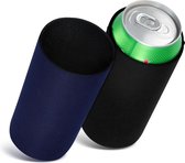 kwmobile 2x 500ml Can blikjeskoeler - Voor bier- en frisdrankblikjes - Koeler voor drankblikjes in zwart / donkerblauw - 7 x 14 cm