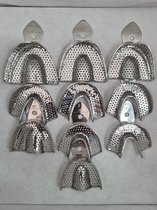 Belux Surgical /Tandarts/  Impression Trays geperforeerd - Assortiment, 10 stuks / Size XS ,S,M,L,XL Afdruklepels voor de betande kaak in gecoat metaa