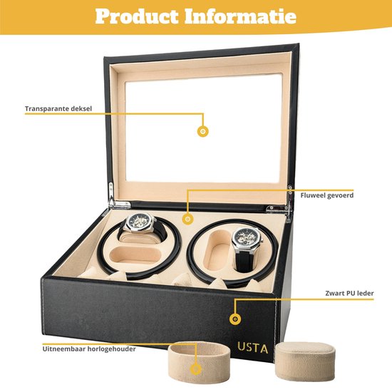Horlogeopwinders Automatische Watchwinder Voor 2/4/6/9/12/24 Mechanisch Horloge Luxe Horloge Opbergdoos Met LCD-scherm Stille Motor Verstelbaar Kussen Multi-epitoop Display Box 4 Rotatiemodi