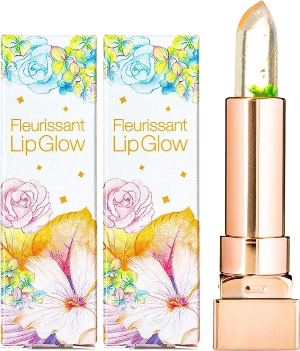 GLAMFOX Moonlight Flower Lip Glow Lipstick - 24 Karaat Goudkorrels Lippenstift met 100% Echte Maanlicht Bloem - Lip Plumper - Lipverzorging - 2 Stuks
