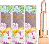 GLAMFOX Peach Flower Lip Glow Lipstick - 24 Karaat Goudkorrels Lippenstift met 100% Echte  Perzik Bloem - Lip Plumper - Lipverzorging - 3 Stuks