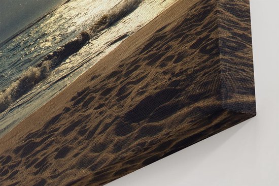 Artaza Toile Peinture Plage Tropicale La Nuit Avec Pleine Lune - 80x40 - Image Sur Toile - Impression Sur Toile