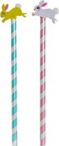 Potlood met Gum DKD Home Decor Konijnenvlees Hout (4 pcs)