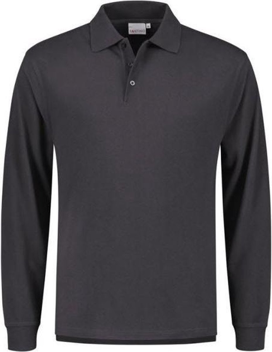 Santino Matt Polo-shirt lange mouwen - Antraciet - XL