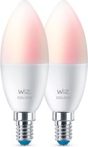 WiZ Kaarslamp 2-pack - Slimme LED-Verlichting - Gekleurd en Wit Licht - E14 - 40W - Mat - WiFi