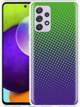 Hoesje Geschikt voor Samsung Galaxy A52s lime paarse cirkels