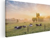Artaza - Peinture sur toile - Vaches dans le pâturage pendant le lever du soleil - 120 x 60 - Groot - Photo sur toile - Impression sur toile
