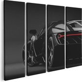 Artaza - Quadriptyque de peinture sur toile - Voiture de sport noire - 80x60 - Photo sur toile - Impression sur toile