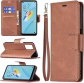 Voor OPPO A54 4G/5G Retro Lamsvacht Textuur Pure Kleur Horizontale Flip PU Lederen Case met Houder & Kaartsleuven & Portemonnee & Lanyard (Bruin)