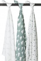 Meyco ledikantdeken double face blauw/wit 120 x 150 cm