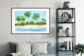 Cadre photo avec affiche - Palmier - Cabane - Plage - 120x80 cm - Cadre pour affiche