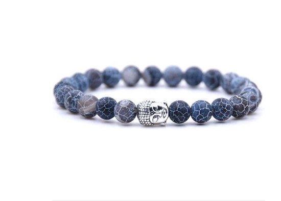 Akyol - Mala armband - Mala Armband Van Natuursteen - Blauwe Stenen – Buddha / Boedha – Voor heren en dames 20 cm