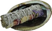 Luxeli Abalone Schelp 10-12 cm Met Happy Spirit Witte Salie Smudge Stick 10 cm - White Sage - Huisreiniging - Yoga - Meditatie