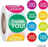500 stuks stickers op rol Thank You multicolor 2,5cm