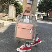 Schooltas Rugzak met schouderbanden en handgrepen laptoptas 15 inch Grijs-Roze