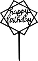 Happy Birthday ruit taartversiering - taart topper - taart decoratie - verjaardag versiering
