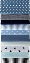 BINK Bedding - 10 lapjes - Quilt Patchwork - Blauw 25 x 25 cm - Set = 10 lapjes - 100% katoen